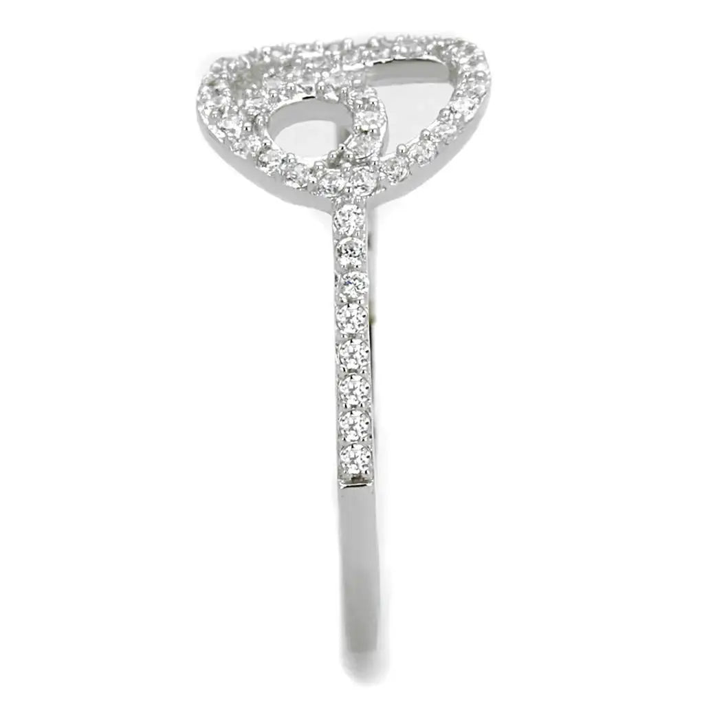 TS519 - Rhodium 925 Sterling Silver Ring with AAA Grade CZ in Clear - Alamode - Flyclothing LLC