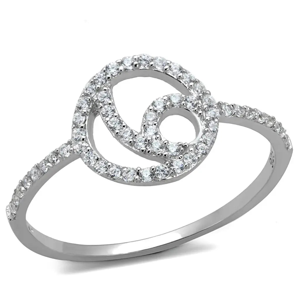 TS519 - Rhodium 925 Sterling Silver Ring with AAA Grade CZ in Clear - Alamode - Flyclothing LLC