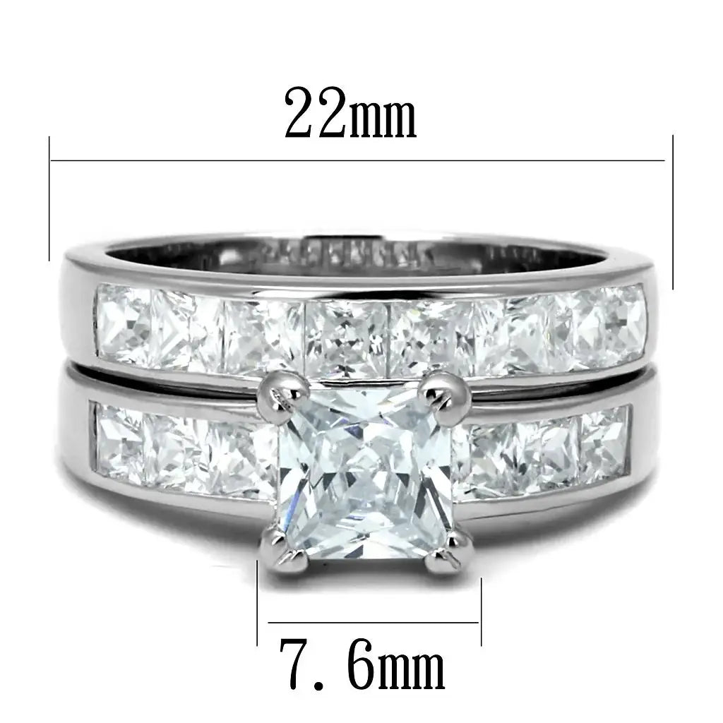 TS520 - Rhodium 925 Sterling Silver Ring with AAA Grade CZ in Clear - Alamode - Flyclothing LLC