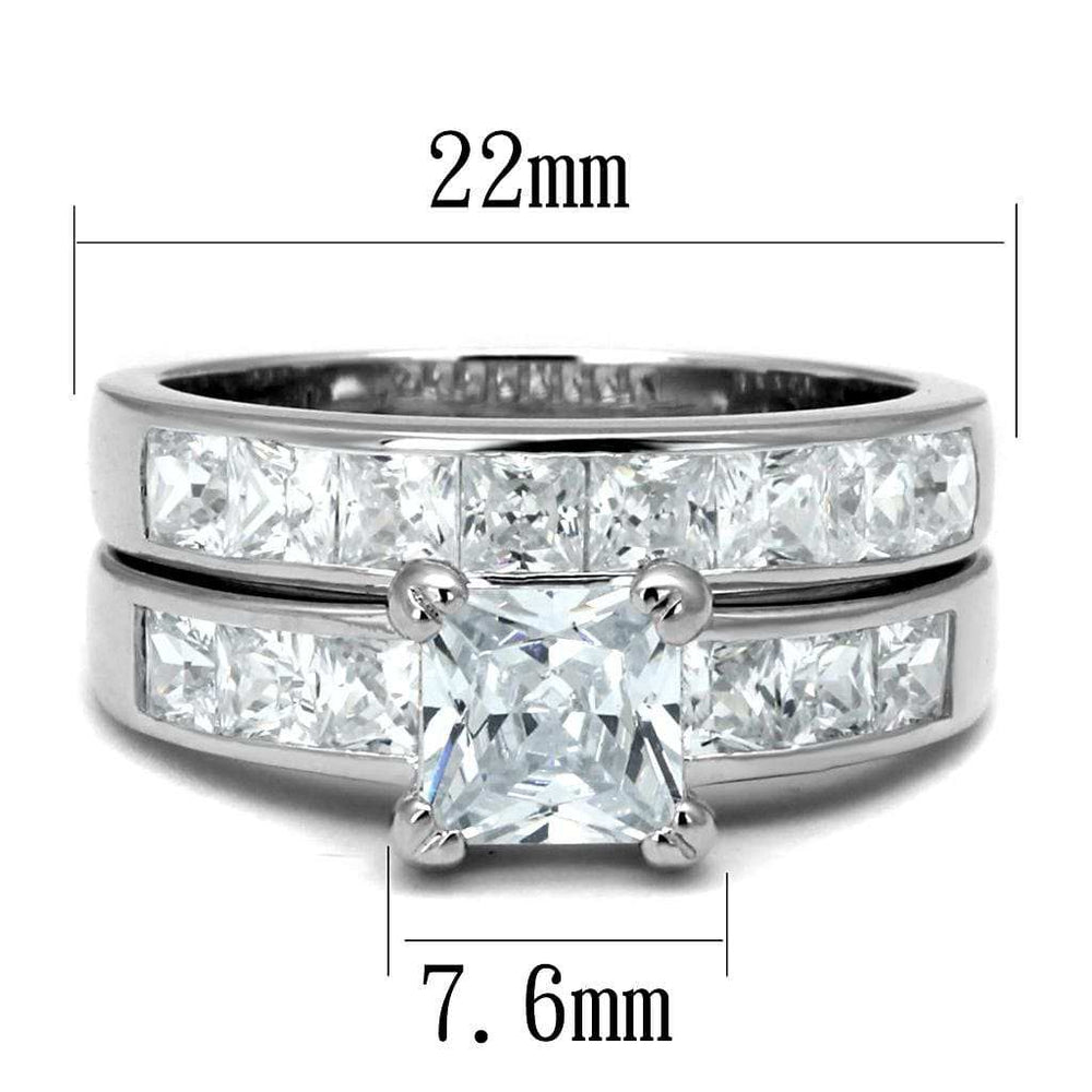TS520 - Rhodium 925 Sterling Silver Ring with AAA Grade CZ in Clear - Alamode - Flyclothing LLC