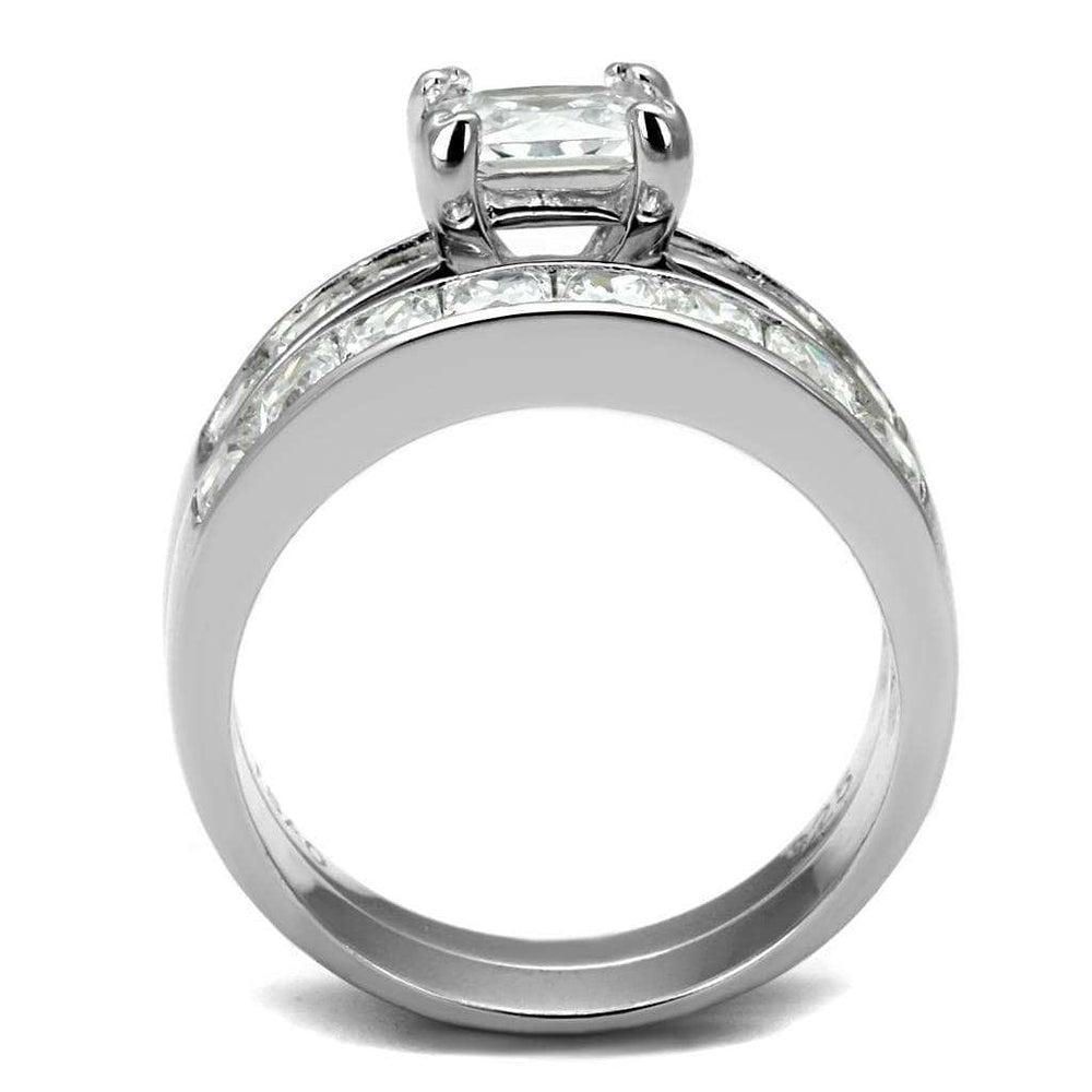 TS520 - Rhodium 925 Sterling Silver Ring with AAA Grade CZ in Clear - Alamode - Flyclothing LLC