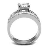 TS520 - Rhodium 925 Sterling Silver Ring with AAA Grade CZ  in Clear - Alamode