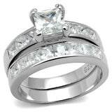 TS520 - Rhodium 925 Sterling Silver Ring with AAA Grade CZ in Clear - Alamode - Flyclothing LLC