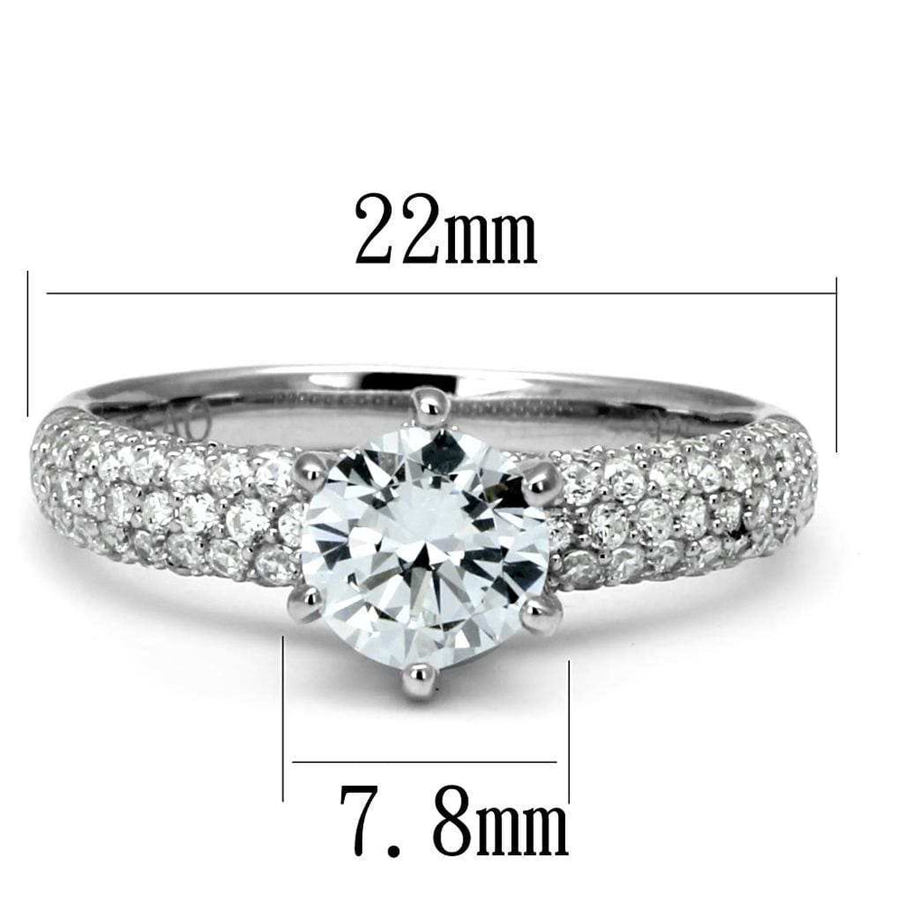 TS521 - Rhodium 925 Sterling Silver Ring with AAA Grade CZ in Clear - Alamode - Flyclothing LLC