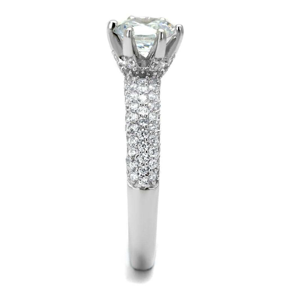 TS521 - Rhodium 925 Sterling Silver Ring with AAA Grade CZ in Clear - Alamode - Flyclothing LLC