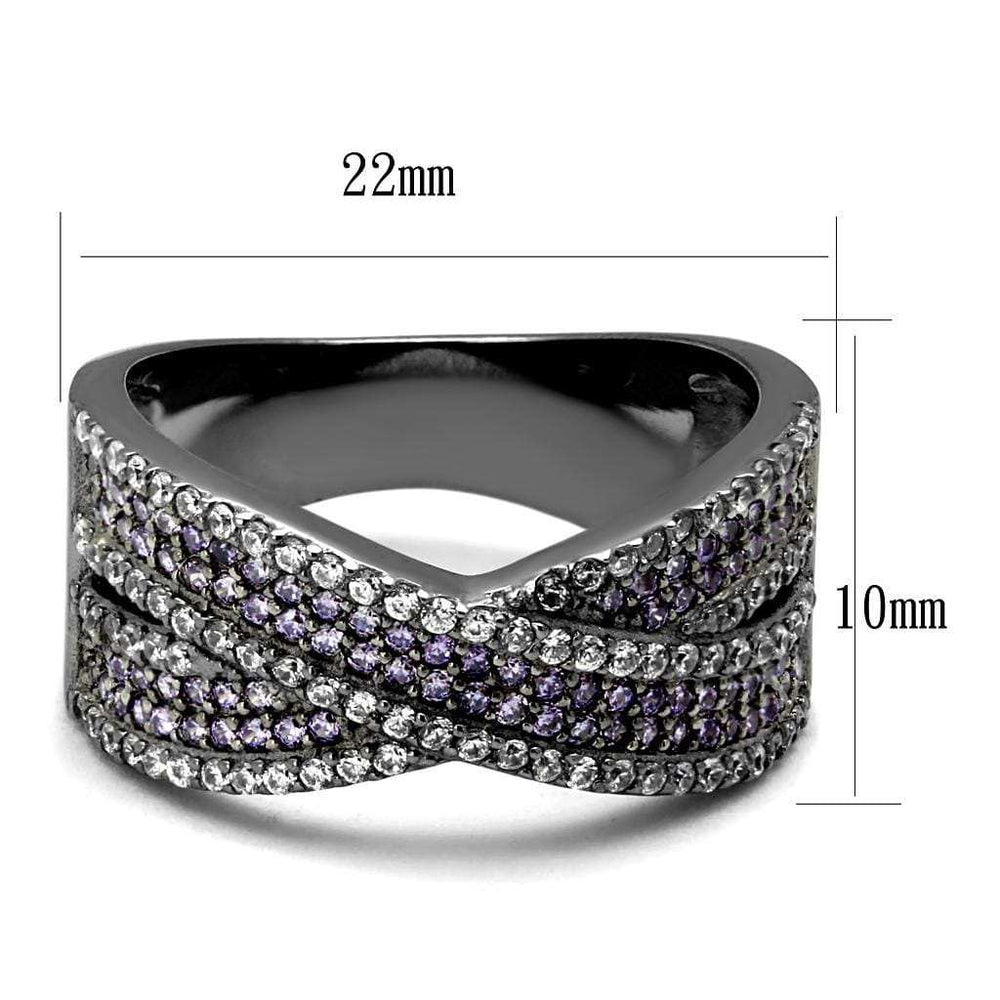 TS522 - Ruthenium 925 Sterling Silver Ring with AAA Grade CZ in Amethyst - Alamode - Flyclothing LLC