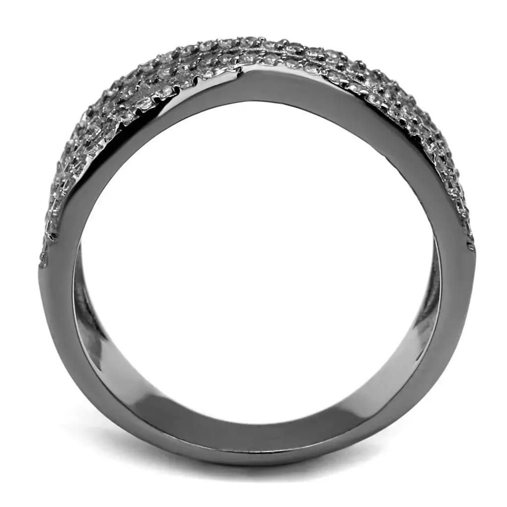 TS522 - Ruthenium 925 Sterling Silver Ring with AAA Grade CZ in Amethyst - Alamode - Flyclothing LLC