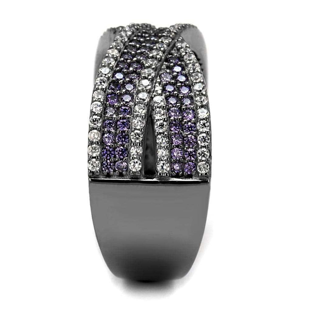 TS522 - Ruthenium 925 Sterling Silver Ring with AAA Grade CZ in Amethyst - Alamode - Flyclothing LLC