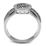 TS523 - Rhodium + Ruthenium 925 Sterling Silver Ring with AAA Grade CZ in Amethyst - Alamode - Flyclothing LLC