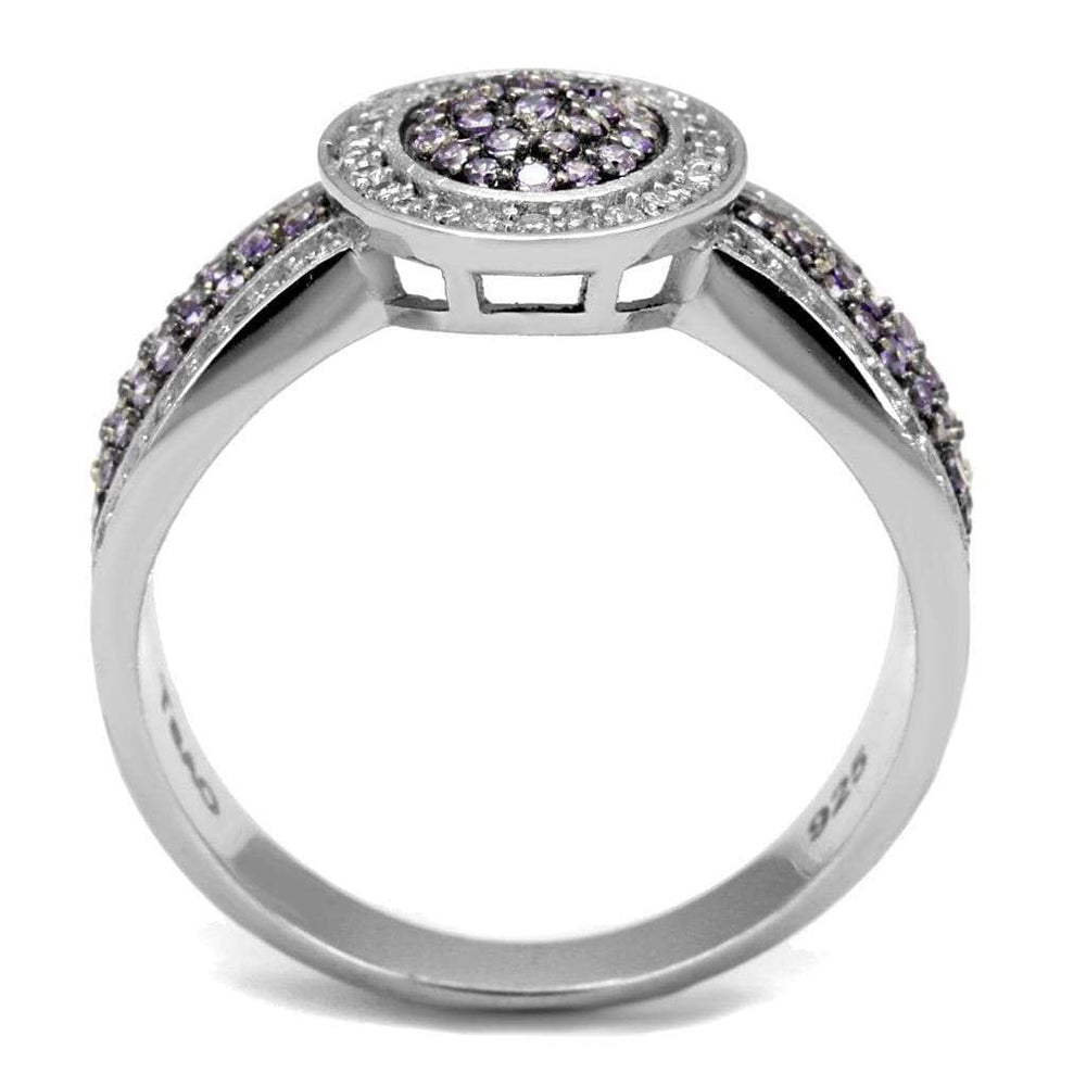 TS523 - Rhodium + Ruthenium 925 Sterling Silver Ring with AAA Grade CZ in Amethyst - Alamode - Flyclothing LLC