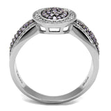 TS523 - Rhodium + Ruthenium 925 Sterling Silver Ring with AAA Grade CZ  in Amethyst - Alamode