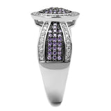 TS523 - Rhodium + Ruthenium 925 Sterling Silver Ring with AAA Grade CZ  in Amethyst - Alamode