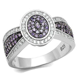 TS523 - Rhodium + Ruthenium 925 Sterling Silver Ring with AAA Grade CZ in Amethyst - Alamode - Flyclothing LLC