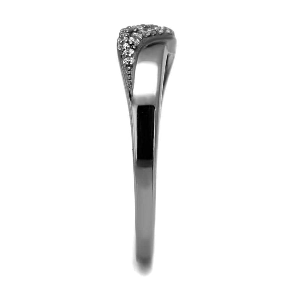 TS524 - Ruthenium 925 Sterling Silver Ring with AAA Grade CZ in Clear - Alamode - Flyclothing LLC