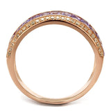 TS525 - Rose Gold 925 Sterling Silver Ring with AAA Grade CZ in Amethyst - Alamode - Flyclothing LLC
