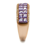 TS525 - Rose Gold 925 Sterling Silver Ring with AAA Grade CZ in Amethyst - Alamode - Flyclothing LLC