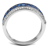 TS526 - Rhodium 925 Sterling Silver Ring with Synthetic Synthetic Glass in Montana - Alamode - Flyclothing LLC