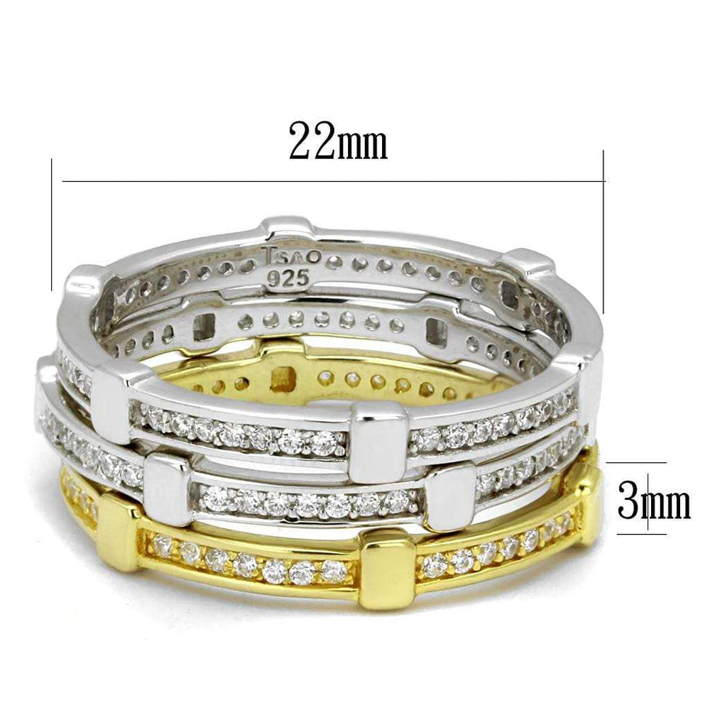 TS527 - Gold+Rhodium 925 Sterling Silver Ring with AAA Grade CZ in Clear - Alamode - Flyclothing LLC