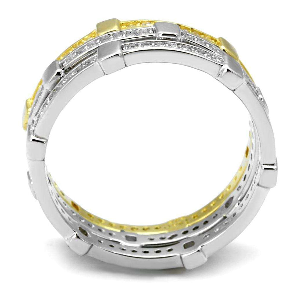 TS527 - Gold+Rhodium 925 Sterling Silver Ring with AAA Grade CZ in Clear - Alamode - Flyclothing LLC