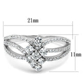 TS528 - Rhodium 925 Sterling Silver Ring with AAA Grade CZ  in Clear - Alamode