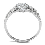 TS528 - Rhodium 925 Sterling Silver Ring with AAA Grade CZ  in Clear - Alamode