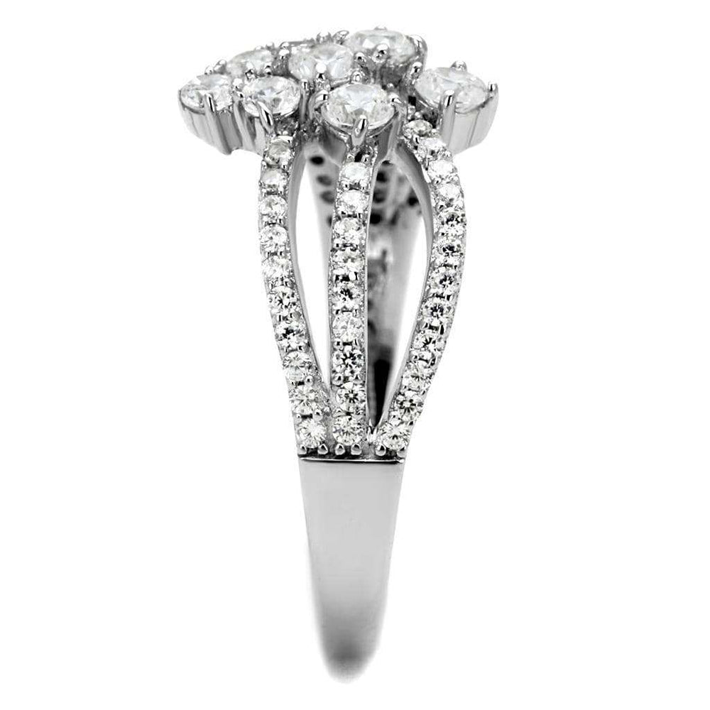 TS528 - Rhodium 925 Sterling Silver Ring with AAA Grade CZ in Clear - Alamode - Flyclothing LLC