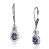 TS532 - Rhodium + Ruthenium 925 Sterling Silver Earrings with AAA Grade CZ  in Amethyst - Alamode