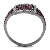 TS533 - Rhodium + Ruthenium 925 Sterling Silver Ring with AAA Grade CZ  in Ruby - Alamode