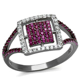 TS533 - Rhodium + Ruthenium 925 Sterling Silver Ring with AAA Grade CZ in Ruby - Alamode - Flyclothing LLC