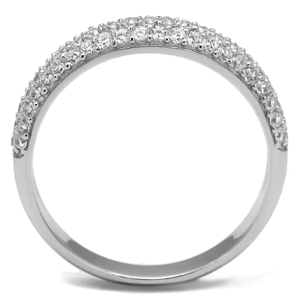 TS535 - Rhodium 925 Sterling Silver Ring with AAA Grade CZ in Clear - Alamode - Flyclothing LLC