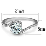 TS536 - Rhodium 925 Sterling Silver Ring with AAA Grade CZ  in Clear - Alamode