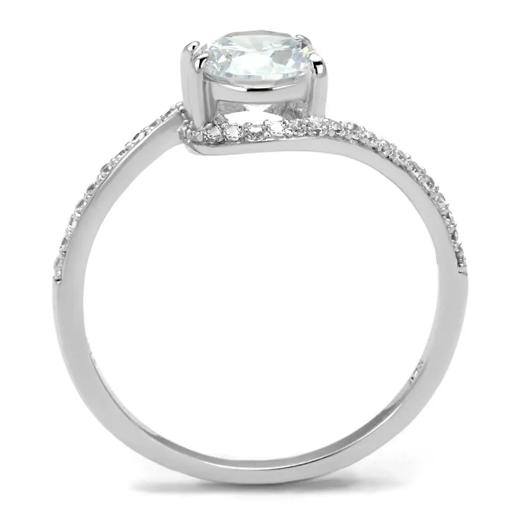 TS536 - Rhodium 925 Sterling Silver Ring with AAA Grade CZ in Clear - Alamode - Flyclothing LLC