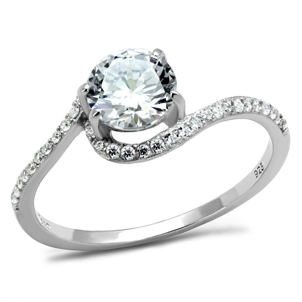 TS536 - Rhodium 925 Sterling Silver Ring with AAA Grade CZ in Clear - Alamode - Flyclothing LLC