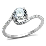 TS536 - Rhodium 925 Sterling Silver Ring with AAA Grade CZ in Clear - Alamode - Flyclothing LLC