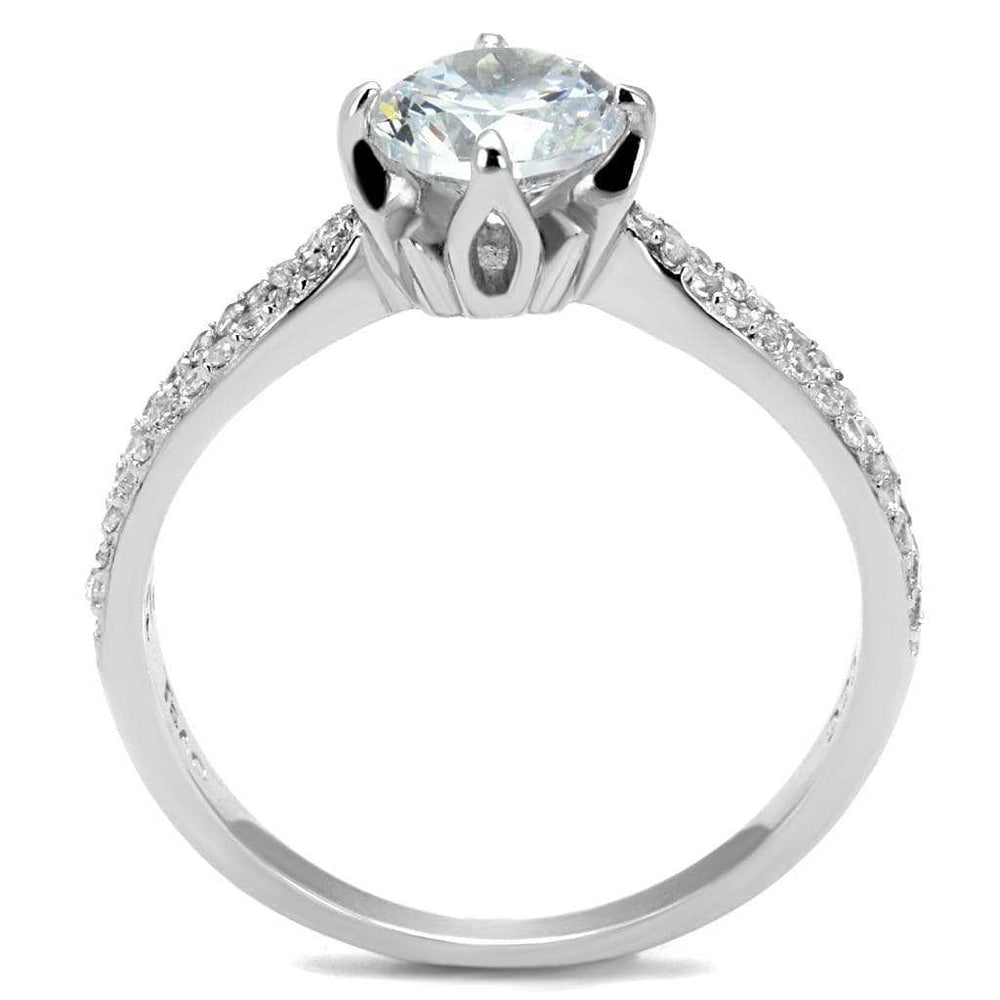 TS537 - Rhodium 925 Sterling Silver Ring with AAA Grade CZ in Clear - Alamode - Flyclothing LLC