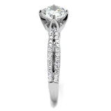 TS537 - Rhodium 925 Sterling Silver Ring with AAA Grade CZ  in Clear