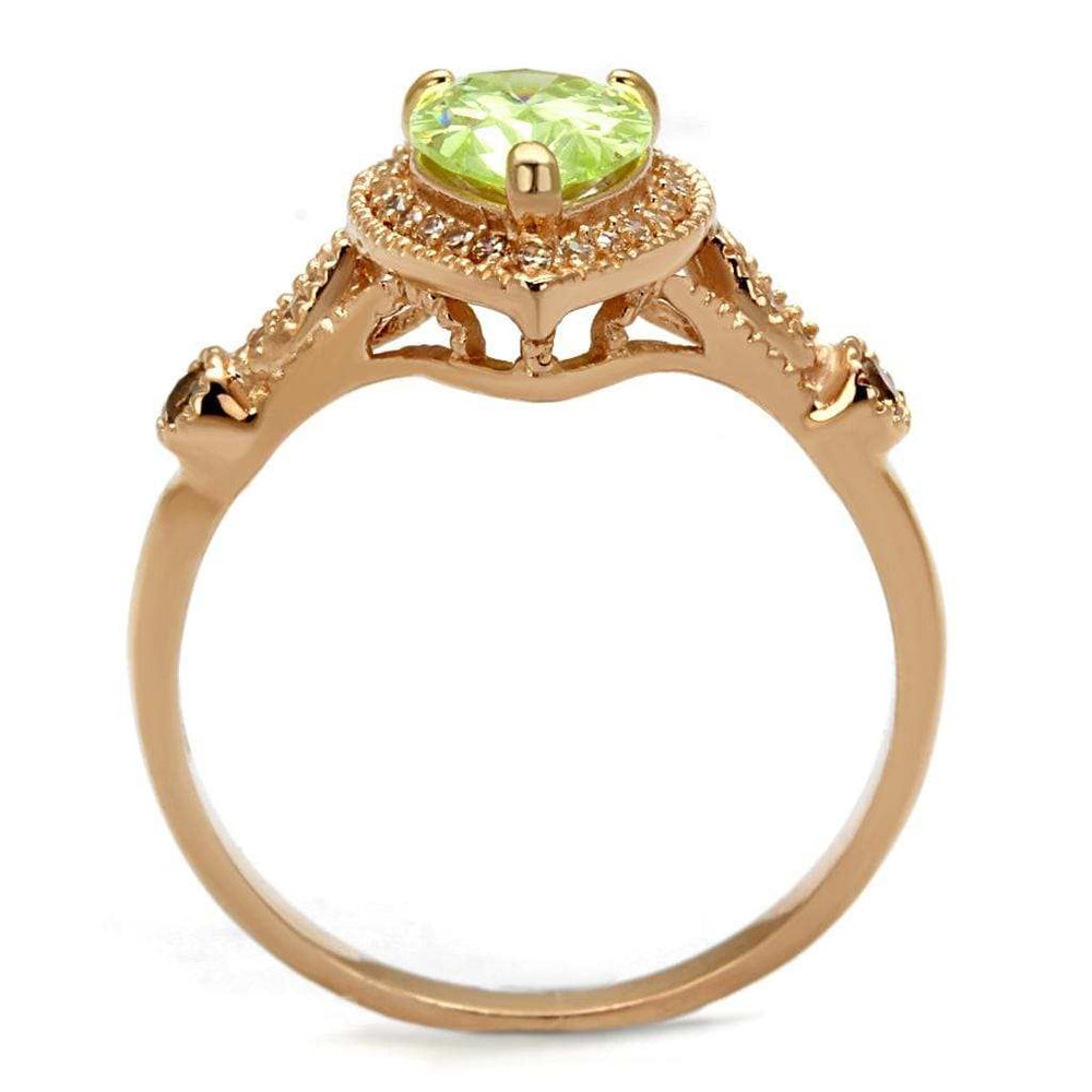 TS538 - Rose Gold 925 Sterling Silver Ring with AAA Grade CZ in Apple Green color - Alamode - Flyclothing LLC