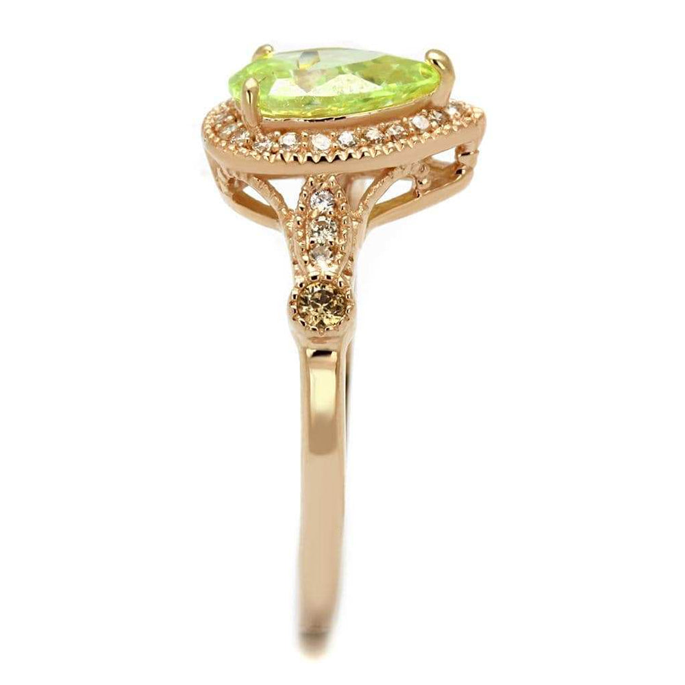 TS538 - Rose Gold 925 Sterling Silver Ring with AAA Grade CZ in Apple Green color - Alamode - Flyclothing LLC