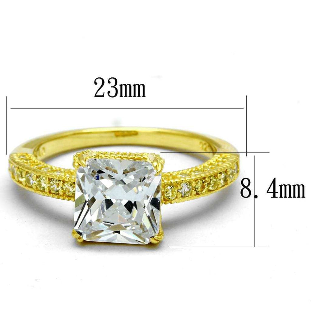 TS539 - Gold 925 Sterling Silver Ring with AAA Grade CZ in Clear - Alamode - Flyclothing LLC