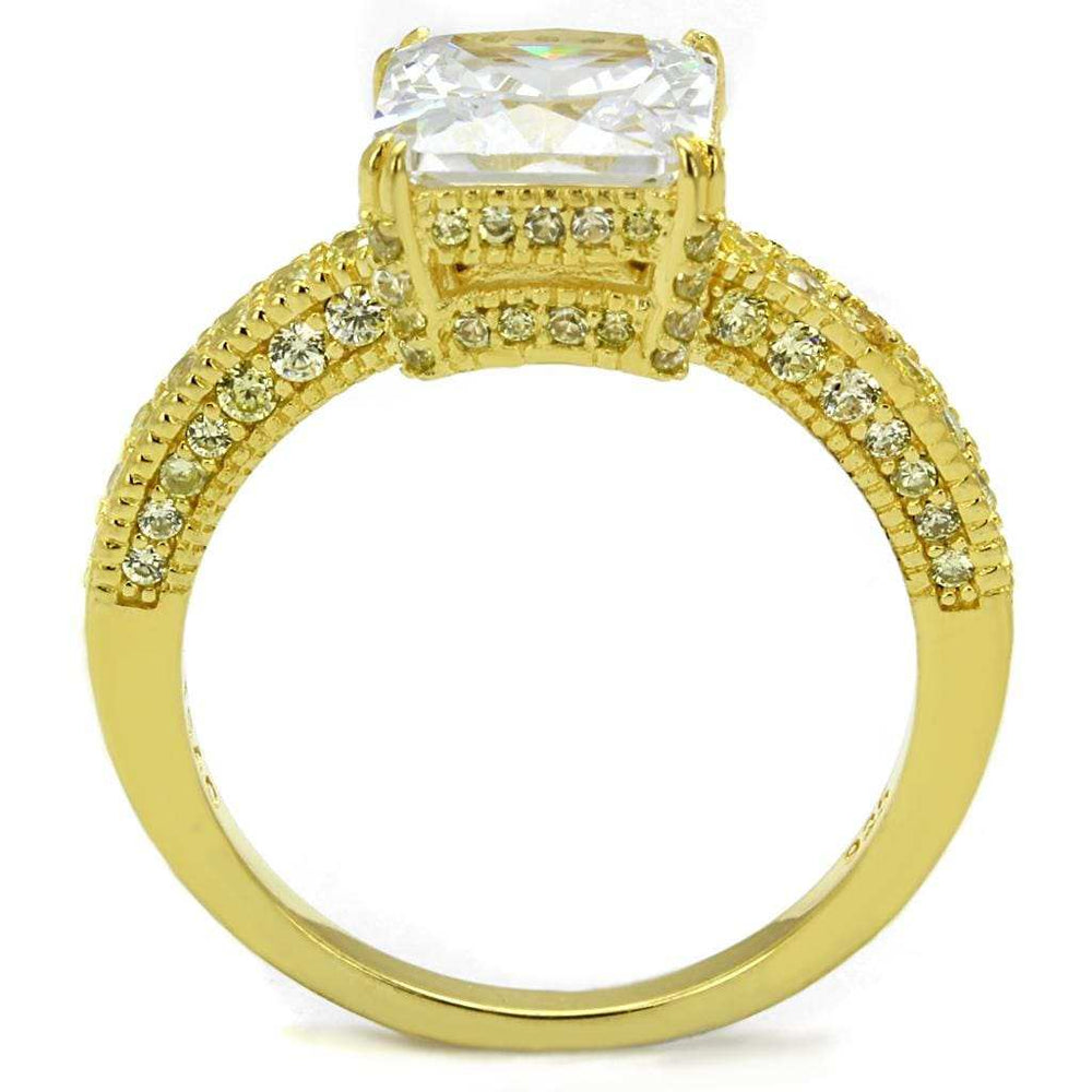 TS539 - Gold 925 Sterling Silver Ring with AAA Grade CZ in Clear - Alamode - Flyclothing LLC