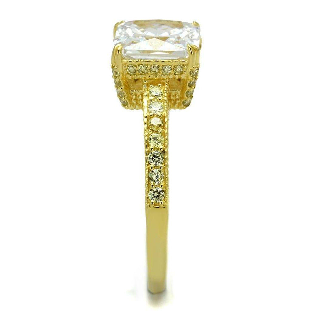 TS539 - Gold 925 Sterling Silver Ring with AAA Grade CZ in Clear - Alamode - Flyclothing LLC