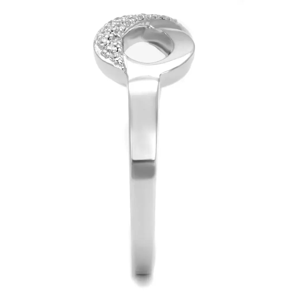 TS541 - Rhodium 925 Sterling Silver Ring with AAA Grade CZ in Clear - Alamode - Flyclothing LLC