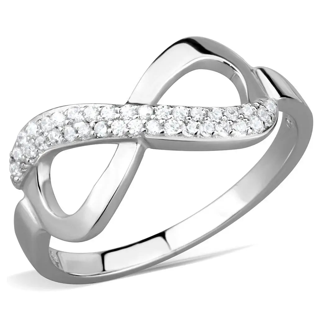 TS541 - Rhodium 925 Sterling Silver Ring with AAA Grade CZ in Clear - Alamode - Flyclothing LLC