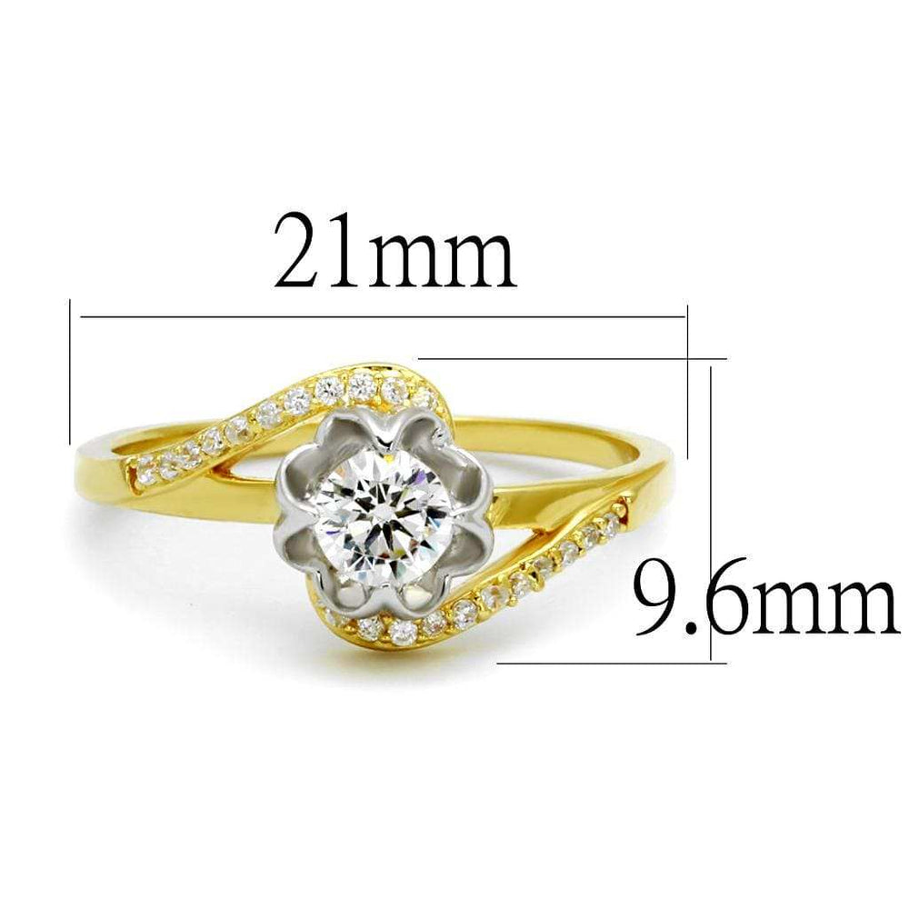 TS542 - Gold+Rhodium 925 Sterling Silver Ring with AAA Grade CZ in Clear - Alamode - Flyclothing LLC