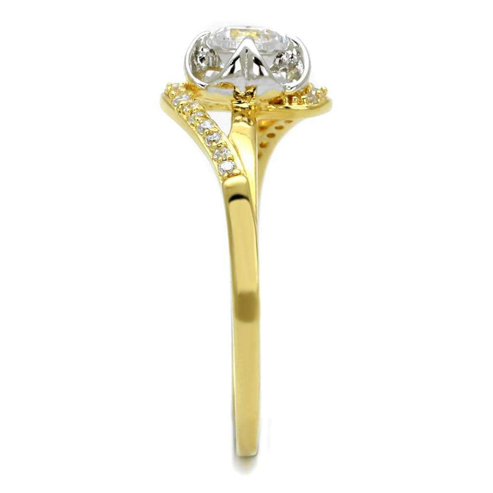TS542 - Gold+Rhodium 925 Sterling Silver Ring with AAA Grade CZ in Clear - Alamode - Flyclothing LLC