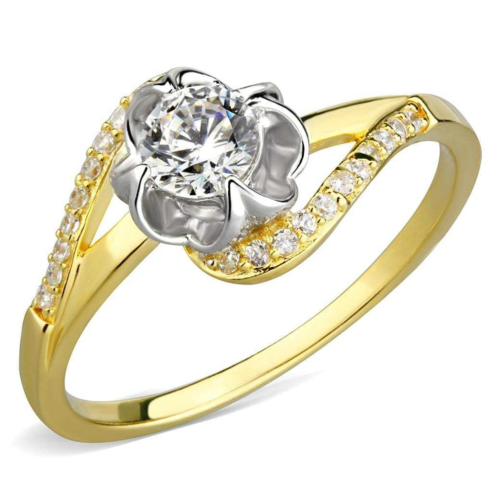 TS542 - Gold+Rhodium 925 Sterling Silver Ring with AAA Grade CZ in Clear - Alamode - Flyclothing LLC