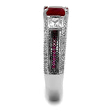 TS545 - Rhodium + Ruthenium 925 Sterling Silver Ring with AAA Grade CZ in Ruby - Alamode - Flyclothing LLC