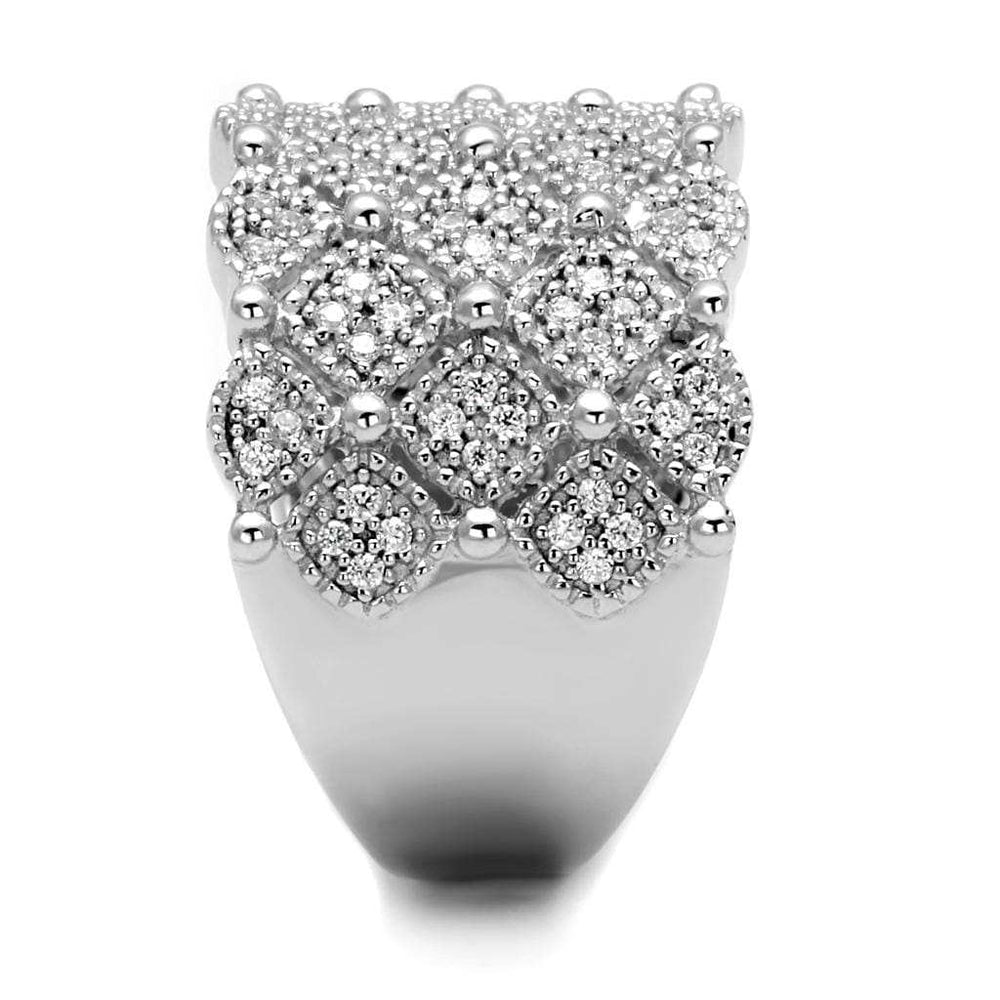 TS546 - Rhodium 925 Sterling Silver Ring with AAA Grade CZ in Clear - Alamode - Flyclothing LLC