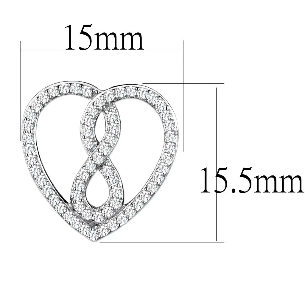 TS549 - Rhodium 925 Sterling Silver Earrings with AAA Grade CZ in Clear - Alamode - Flyclothing LLC