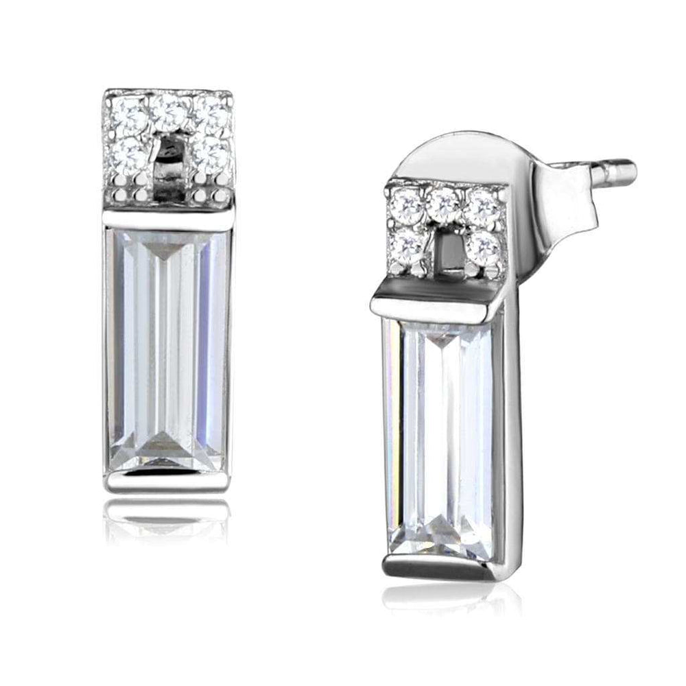 TS550 - Rhodium 925 Sterling Silver Earrings with AAA Grade CZ in Clear - Alamode - Flyclothing LLC